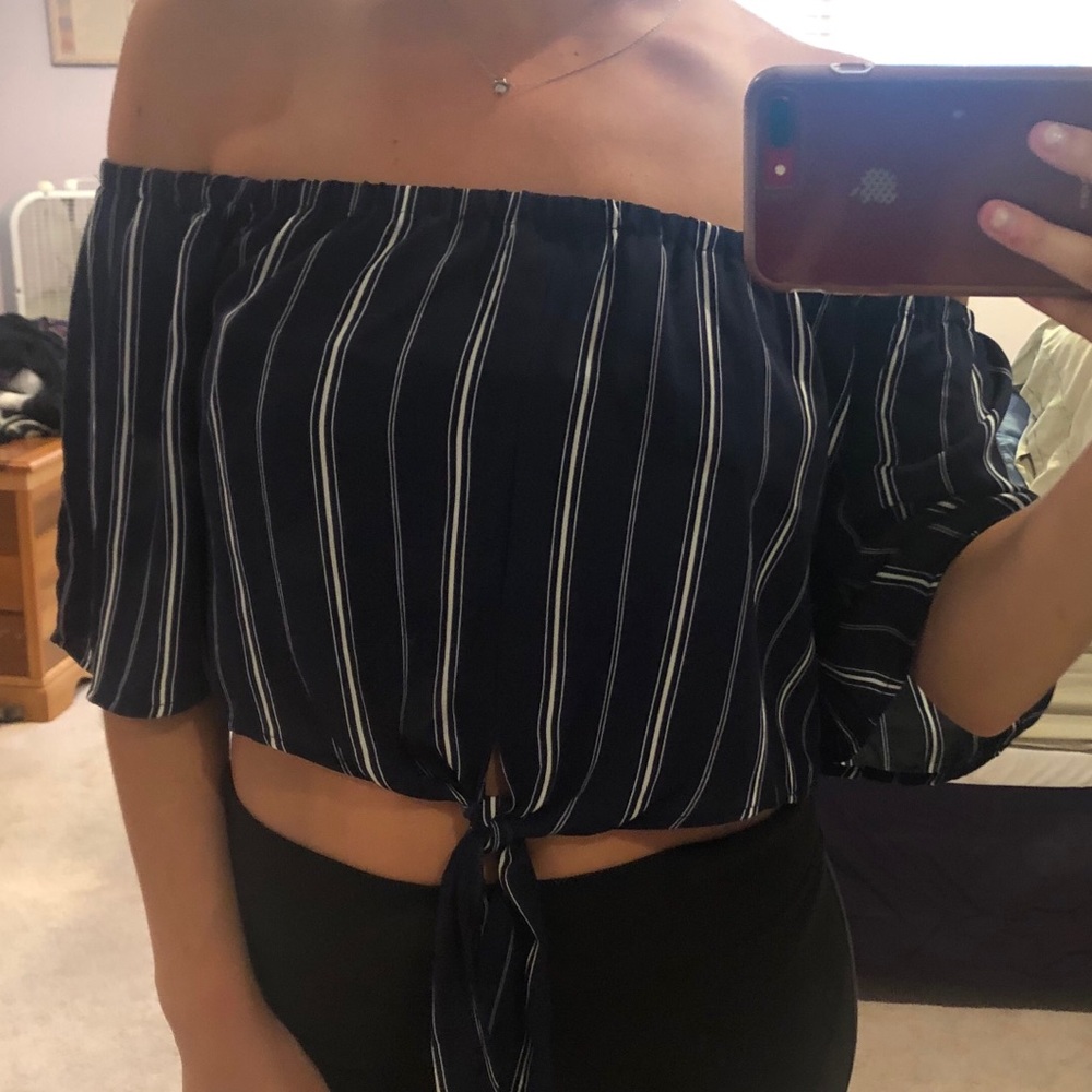 Blue off the shoulder top!